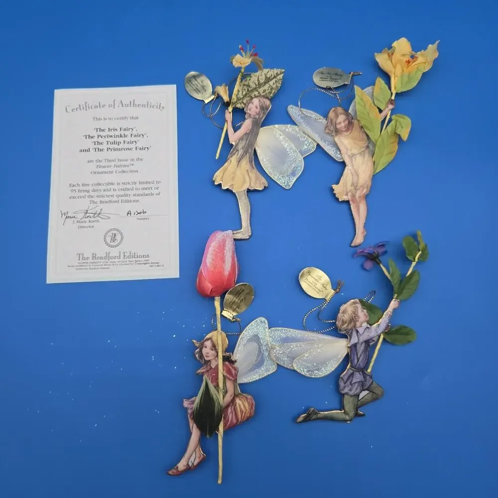 Bradford Editions Flower Fairies Third Issue Ornament Set of 4 w/ COA 2000